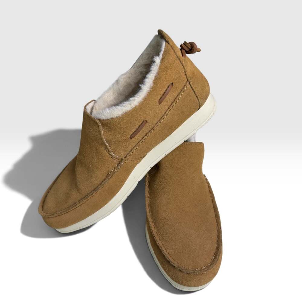 Sperry Tan Suede Faux Fur Lined Slipper Shoes Women’s 8.5